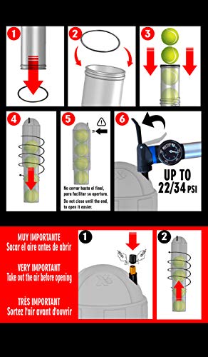Presurizador TuboX4 Crystal con bomba con manómetro Beto para todos los botes de 3 ó 4 pelotas de Tenis y Padel.