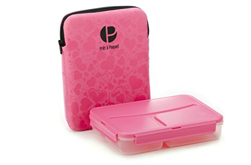 Pret a Paquet Bento Fiambreras con 3 Compartimientos, Porta Alimentos con Bolsa Termica, Apto Para Microondas Y Lavavajillas, Sin BPA, Fiambrera Infantil, Fiambrera para el Trabajo