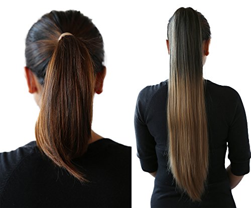 Pretty Shop - Pelo postizo, trenza, cola de caballo, liso, extensiones resistentes al calor, como pelo auténtico