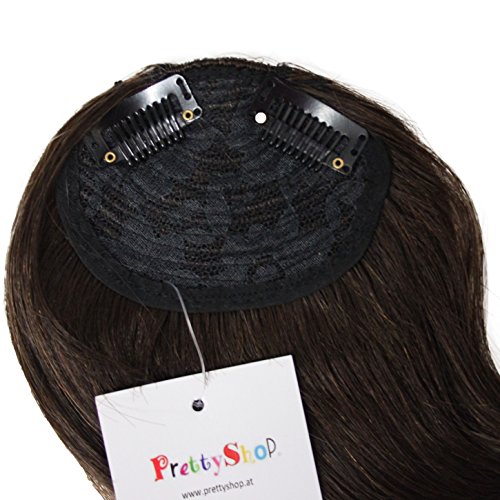 PRETTYSHOP 100% cabello humano franja un postizo El engrosamiento del cabello la extensión del pelo negro natural de # 1B H313e