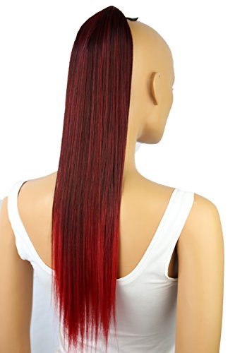 Prettyshop - Extensiones de pelo tipo cola de caballo de 60 cm, resistentes al calor, diseño liso nero rosso mix # 1T3100 HCB1