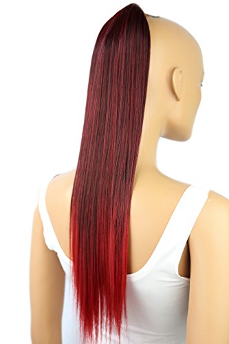 Prettyshop - Extensiones de pelo tipo cola de caballo de 60 cm, resistentes al calor, diseño liso nero rosso mix # 1T3100 HCB1