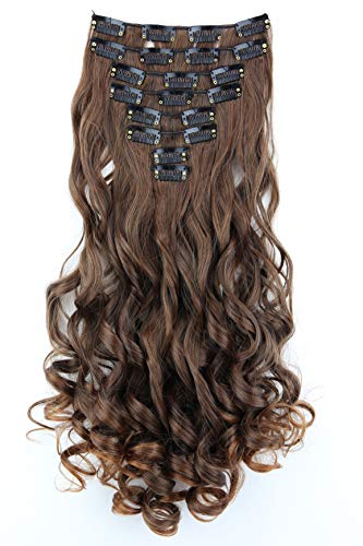 PRETTYSHOP XL Set 7 piezas SET Clip en extensiones La extensión del pelo Un postizo resistente al calor corrugado mezclar marrón # 4T30 CE9-1