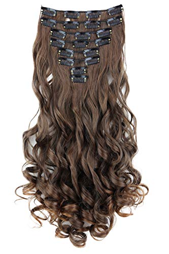 PRETTYSHOP XL Set 7 piezas SET Clip en extensiones La extensión del pelo Un postizo resistente al calor corrugado mezclar marrón # 4T30 CE9-1