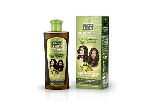 Primera Dama a base de plantas (Ayurveda) pelo de oliva aceite 300 ml – para cabello seco y de Rough – con limón, almendra y jojoba – para Europea de Asia Afro pelo tipos
