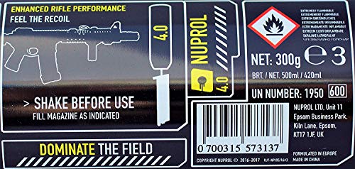 Primero y Solo Airsoft Gas and Patch, 3 Pueden Manejar la Pistola BB y el Rifle de Alta Potencia Nuprol 4.0 Black Gas