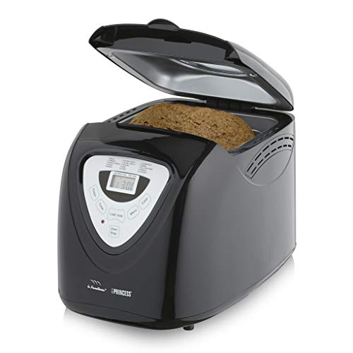 Princess 152009 Panificadora Completamente automática óptimo para dietas Especiales y alergias, Gluten, 15 programas, Temporizador Digital, Capacidad de 900 Gramos, Negra, 18/8 Stainless Steel, Negro