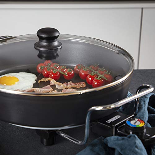 Princess 162367 Multi Wonder Chef Pro, Cazuela multiusos eléctrica versátil, 35 cm de diámetro, 7.cm de profundidad, termostato regulable, 1800 W, Negro
