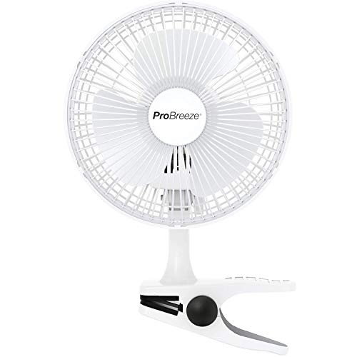 Pro Breeze Mini Ventilador de Sopremesa con Clip I Pequeño Ventilador Eléctrico con Funcionamiento Ultra silencioso y 2 Configuraciones de Velocidad I 15W. para Hogar, Cama, Oficina y Escritorio.