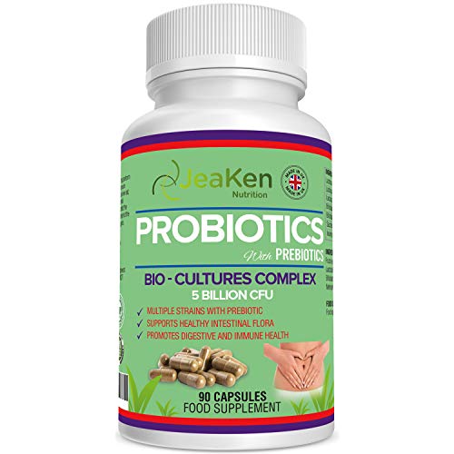 PROBIOTICOS y PREBIOTICOS - Produce Enzimas Digestivas Probióticos para el Colon Irritable - Mejorado con Prebióticos y Contiene Lactobacillus Acidophilus, L Gasseri-90 Cápsulas Probioticos Veganos