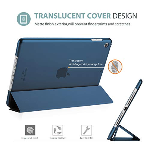 Procase Funda Delgada para iPad 8 2020 y iPad 7 2019 10.2", Carcasa Folio Ligera con Tapa Inteligente/Reverso Translúcido/Soporte para 2020 y 2019 10.2 Inch iPad 8ª / 7ª - Azul Marino