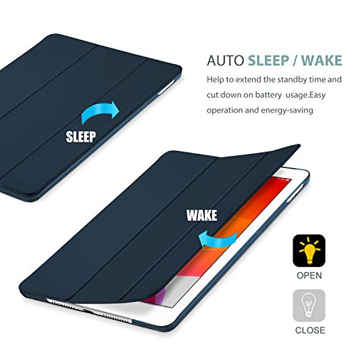 Procase Funda Delgada para iPad 8 2020 y iPad 7 2019 10.2", Carcasa Folio Ligera con Tapa Inteligente/Reverso Translúcido/Soporte para 2020 y 2019 10.2 Inch iPad 8ª / 7ª - Azul Marino
