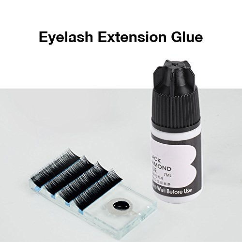 Profesional de pegamento de extensión de pestañas individuales 7ml | Adhesivo Extra Fuerte, Semi Permanente, Adhesivo para Ojos | 1-2 segundos de secado | 7-8 semanas de retención(Negro)