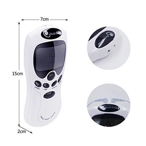 Profesional TENS Electroestimulador Digital Masaje EMS Pantalla LCD 2 Canales 4 Electrodos Autoadhesivos Totalmente Recargable con 8 Programas de Preajuste