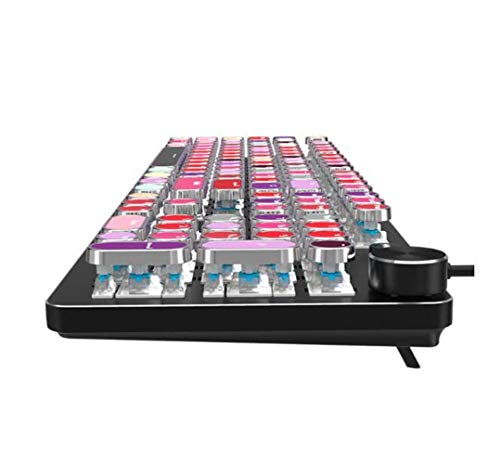 Profesionales de deportes electrónicos teclado mecánico - Steampunk de juegos de azar panel de metal teclado mecánico redondo retro tecla clave retroiluminada por cable, multi-color, tendencia belleza