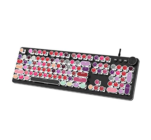 Profesionales de deportes electrónicos teclado mecánico - Steampunk de juegos de azar panel de metal teclado mecánico redondo retro tecla clave retroiluminada por cable, multi-color, tendencia belleza