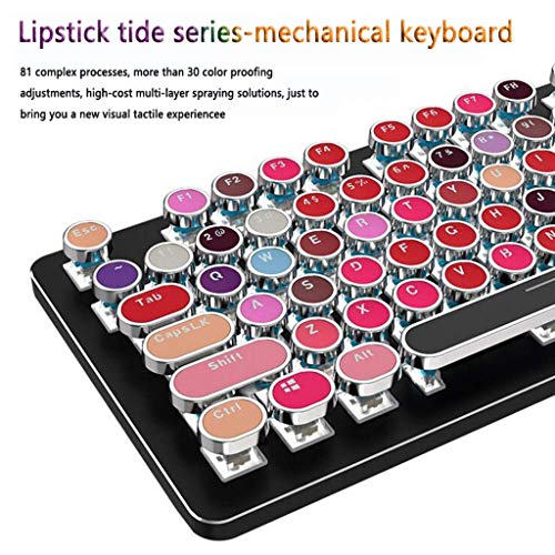 Profesionales de deportes electrónicos teclado mecánico - Steampunk de juegos de azar panel de metal teclado mecánico redondo retro tecla clave retroiluminada por cable, multi-color, tendencia belleza