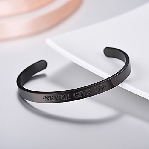 PROSTEEL Never Give Up Cuff Bangel for Woman Stainless Steel Regalo Ideal