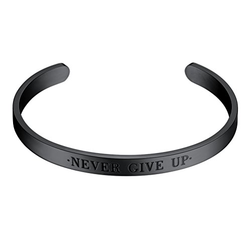PROSTEEL Never Give Up Cuff Bangel for Woman Stainless Steel Regalo Ideal