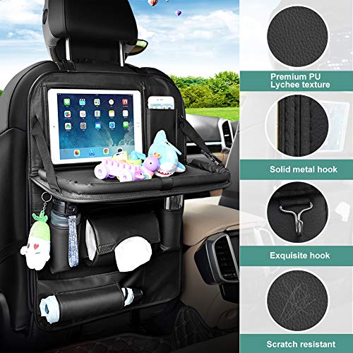 Protector de Asiento, Protector Aiento Coche Organizador Coche Kick Mats con Comedor Poseedor Bandeja Multi-Bolsillo Organizador para Asiento Trasero de Coche Bebe-1PC