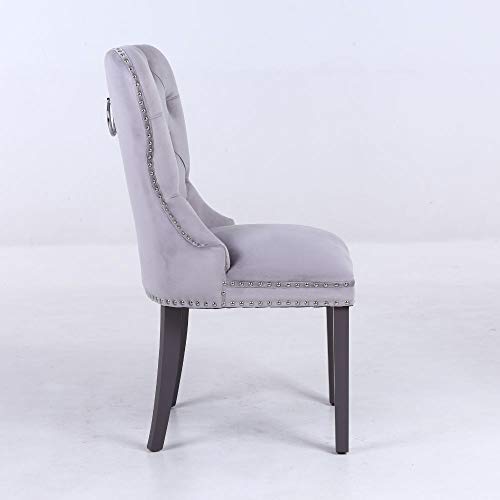 PS Global - Sillas de Comedor de Terciopelo, Botones Profundos con aldaba cromada y Tachuelas