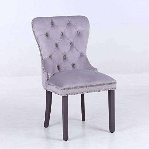 PS Global - Sillas de Comedor de Terciopelo, Botones Profundos con aldaba cromada y Tachuelas