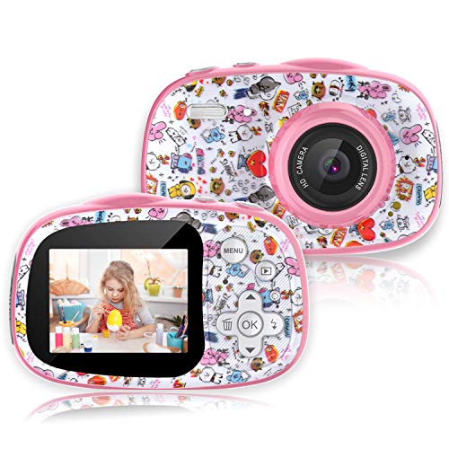 PTHTECHUS CáMara Digital para NiñOs, 12MP 1080P 2.0" HD Selfie Video Digital Cámara Infantil, MP3 / MP4 Juego, Regalos Ideales para Niños Niñas de 3-10 Años, con Tarjeta TF 32 GB(Rosa)