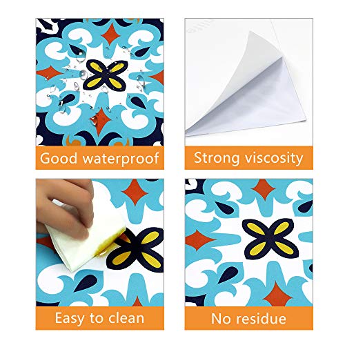 PTN Calcomanías Estilo Azulejo, 10Pcs Pegatinas Azulejos Cocina, Pegatinas Azulejos Impermeables Retro, Azulejos Cuadrados, Papel Pintado Autoadhesivo Extraíble, Espesar Estilo Europeo Eerla 25x25cm