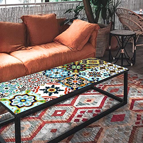 PTN Calcomanías Estilo Azulejo, 10Pcs Pegatinas Azulejos Cocina, Pegatinas Azulejos Impermeables Retro, Azulejos Cuadrados, Papel Pintado Autoadhesivo Extraíble, Espesar Estilo Europeo Eerla 25x25cm