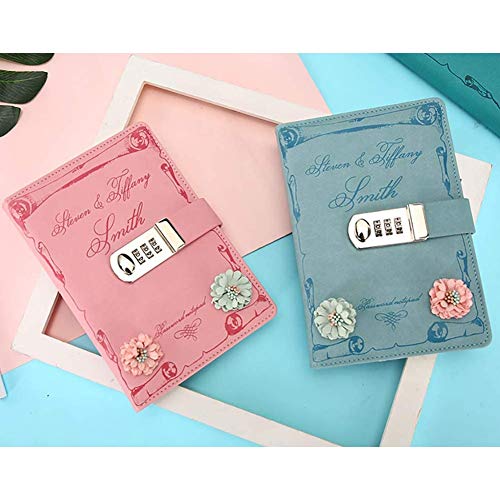 PU de cuero del libro Diario Con Flor, Cuaderno Cuaderno Sketchbook Diario proyectista, secreto forrado contraseña diario boceto con soporte de pasador de cerradura de combinación x ( Color : Green )