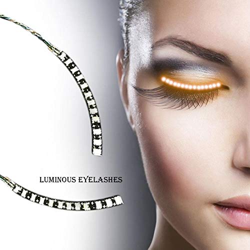 Pudincoco Magic LED Lashes Impermeable Luminoso Pestañas Falsas Pestañas Falsas para Cosplay Fiesta de Boda de Disfraces de Halloween (naranja)