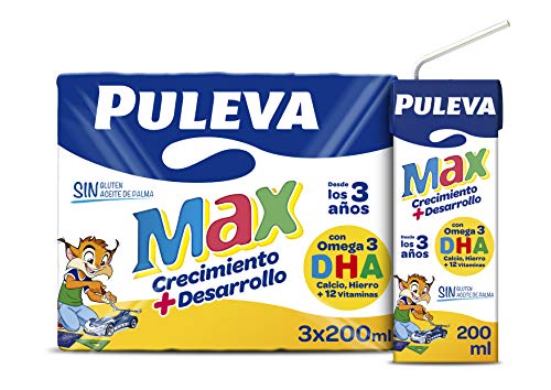 Puleva Max Leche Blanca de Crecimiento Y Desarrollo - 10 packs de 3 minibriks de 200 ml