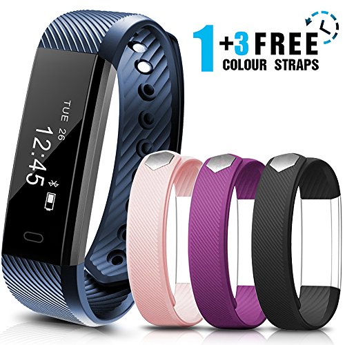 Pulsera Actividad AIMIUVEI Pulsera Inteligente Impermeable con 3 Correas Recambias, Reloj Inteligente Mujer y Hombre,Podómetro,Cronómetros,Despertador,Cámara control,Compatible con IOS y Android