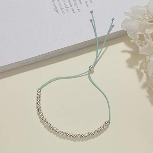 Pulsera de cuentas de plata de ley para regalo de 30 cumpleaños para mujer, con cordón ajustable de 17,78 cm a 22,86 cm