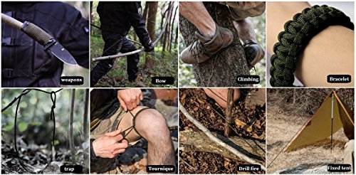 Pulsera de supervivencia, cuerda de paracaídas, DEESOSPRO® 2 Piezas Kit de supervivencia con flint fire starter, rascador, brújula, silbato y cuerda de paracaídas hebilla para Camping, Senderismo
