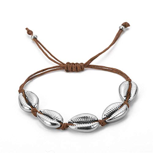 Pulsera Ingemark Bohemia Shell Cowrie Pulsera Brazalete para Mujer Ocean Delicate Natural Seashell Hand Knit Easy Match Pulsera Silver2