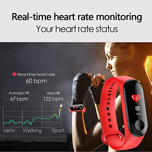 Pulsera Inteligente Fitness Tracker,M3 Pantalla táctil de Color,Impermeable,IP67,GPS, Monitor de sueño, frecuencia cardíaca, presión Arterial, para Mujeres y Hombres