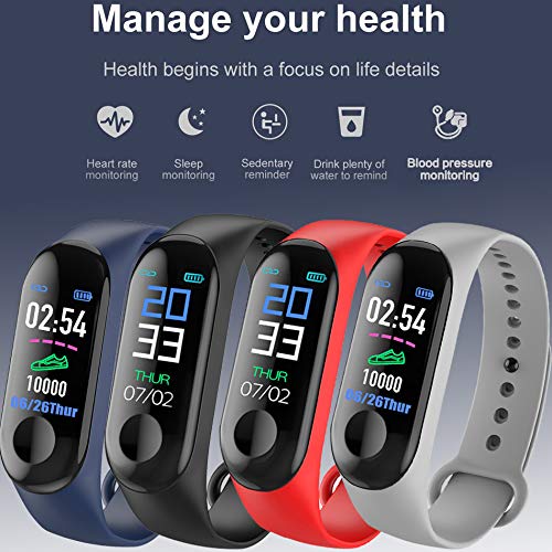 Pulsera Inteligente Fitness Tracker,M3 Pantalla táctil de Color,Impermeable,IP67,GPS, Monitor de sueño, frecuencia cardíaca, presión Arterial, para Mujeres y Hombres