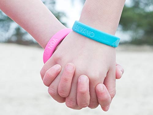 Pulsera personalizada SOS para niños de silicona - Bienpegado - utilizarlas en varios tamaños - resistente al agua y duradera (Azul marino)