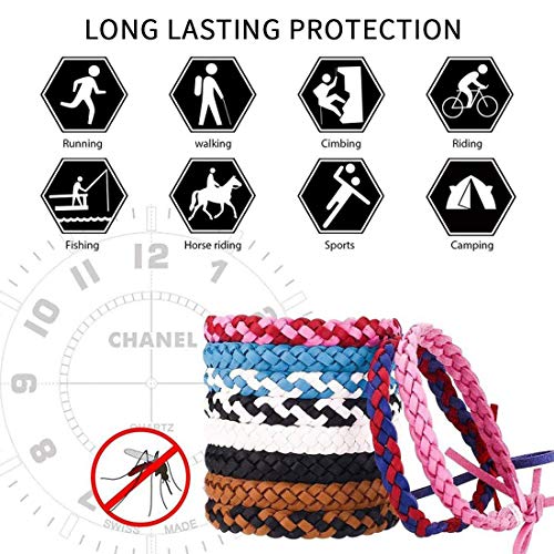 Pulsera Repelente de Mosquitos 12 Pcs y Pegatinas Antimosquitos 2 Piezas, Set de Repelentes de Insectos para Niños y Adultos, Familia, Camping, Viajes y Actividades al Aire Libre