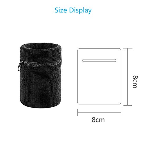 Pulseras Deportivas Sudor con Bolsillos CHALA 4PCS Muñequera con Cierre de Cremallera Bsorbe Sudor y Respira para Tenis, Correr, Ciclismo, Poner Tarjeta de Moneda Clave Viajes, Gimnasio