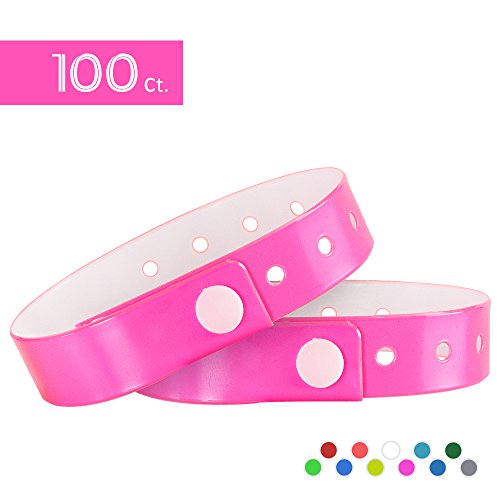 Pulseras para eventos de tres capas y resistente al agua, 100 unidades, de la marca Ouchan, rosa neón