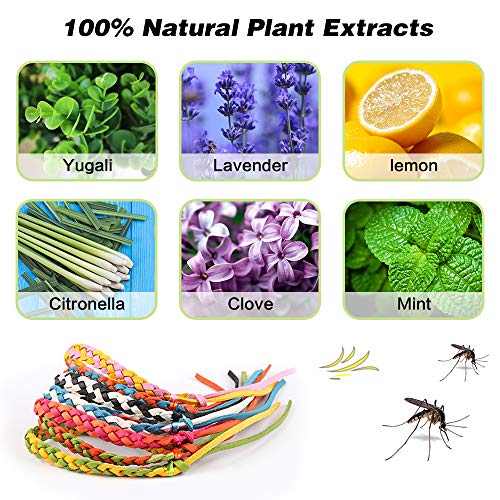 Pulseras Repelentes de Mosquitos, 15 PC Mosquitos Pulsera Repelente, Pulsera Antimosquitos, Pulseras Repelente para Interiores y Exteriores, Extractos de Plantas 100% Naturales para Niños y Adultos