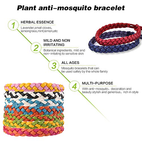 Pulseras Repelentes de Mosquitos, 15 PC Mosquitos Pulsera Repelente, Pulsera Antimosquitos, Pulseras Repelente para Interiores y Exteriores, Extractos de Plantas 100% Naturales para Niños y Adultos