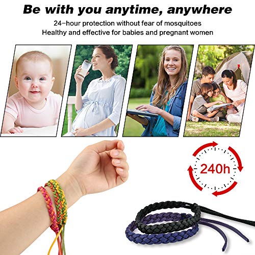 Pulseras Repelentes de Mosquitos, 15 PC Mosquitos Pulsera Repelente, Pulsera Antimosquitos, Pulseras Repelente para Interiores y Exteriores, Extractos de Plantas 100% Naturales para Niños y Adultos
