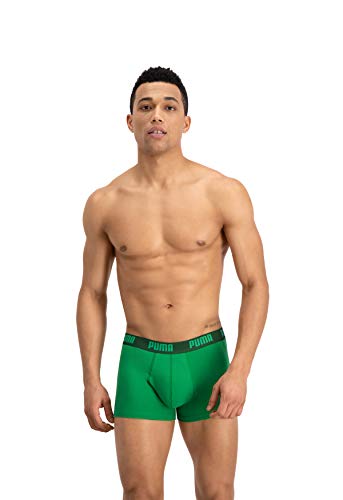Puma Basic Trunk 2P, Boxer hombre (Pack de 2), Multicolor (Amazon Green/Grey), M