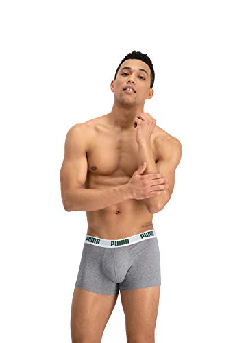 Puma Basic Trunk 2P, Boxer hombre (Pack de 2), Multicolor (Amazon Green/Grey), M