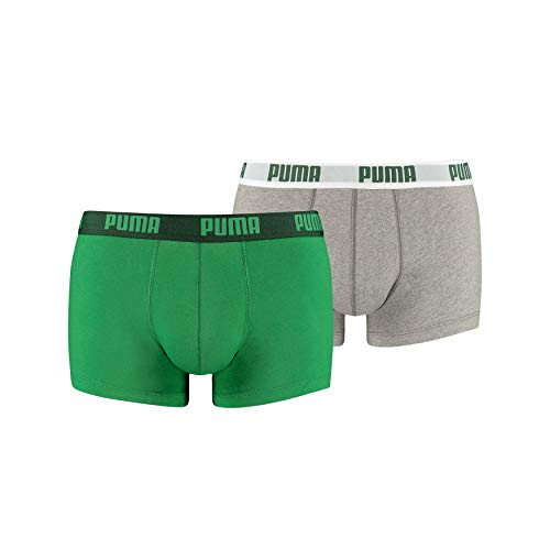 Puma Basic Trunk 2P, Boxer hombre (Pack de 2), Multicolor (Amazon Green/Grey), M