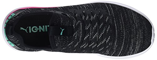 PUMA Ignite Flash Evoknit SR Wn's, Zapatillas de Running para Mujer, Negro Black-Knockout Pink-Biscay Green 11, 38 EU