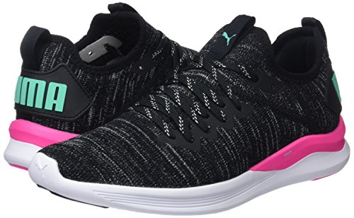 PUMA Ignite Flash Evoknit SR Wn's, Zapatillas de Running para Mujer, Negro Black-Knockout Pink-Biscay Green 11, 38 EU